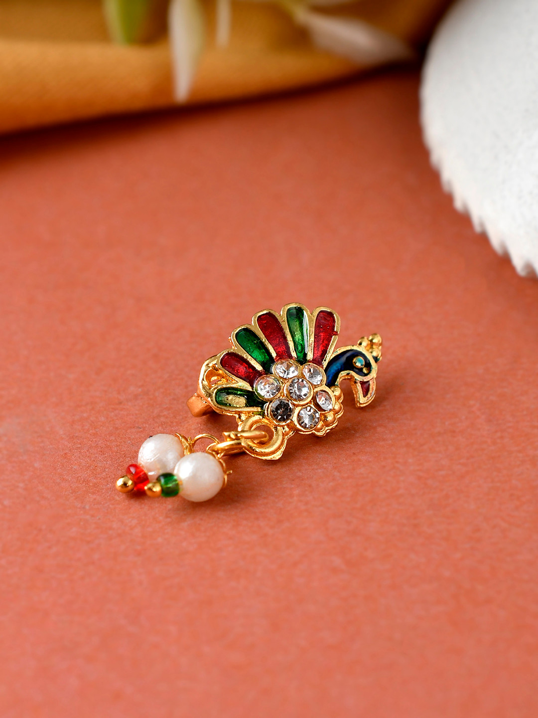 Silvermerc Designs Gold-Plated Meenakari Nosepin