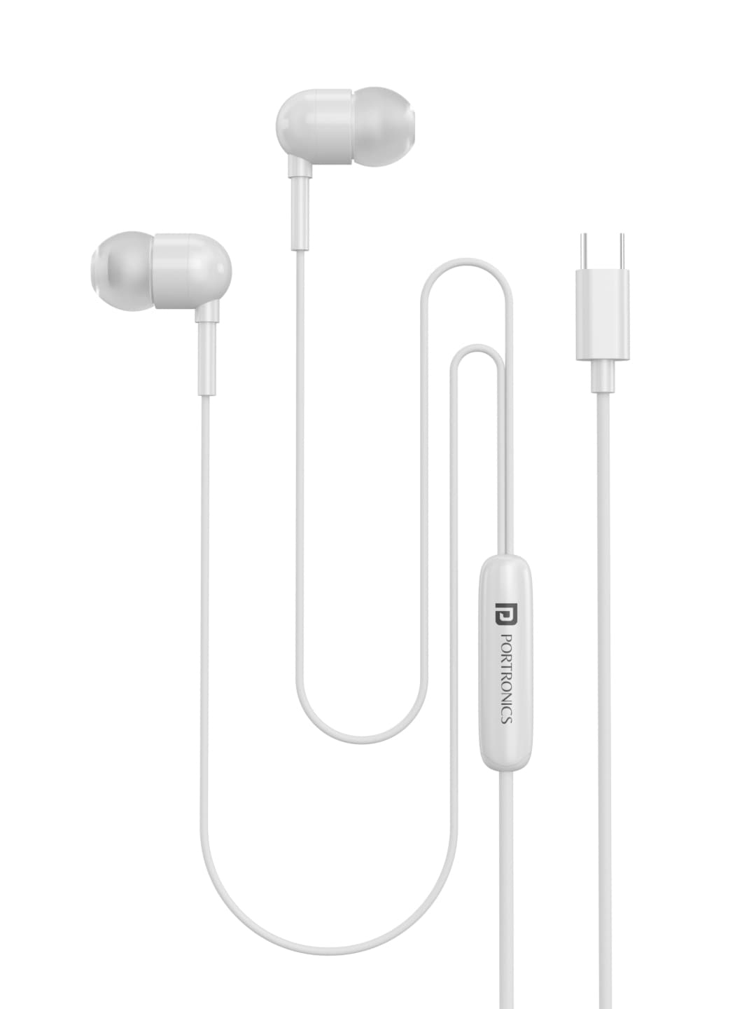 Portronics White Solid Type C Headphones