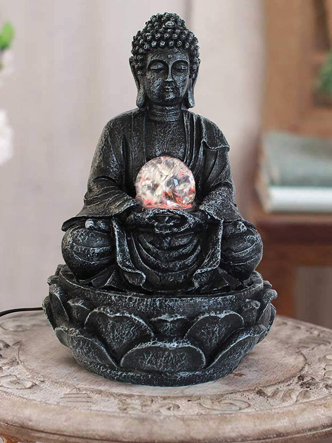 TIED RIBBONS Multi Decorative Buddha LED Light Statue Water Fountain