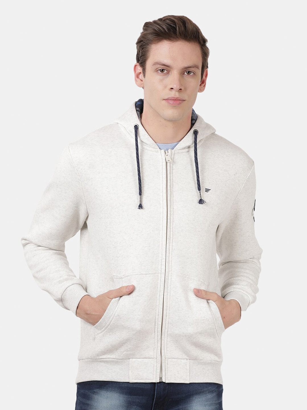 t-base Men Off White Detachable Hood Sweatshirt