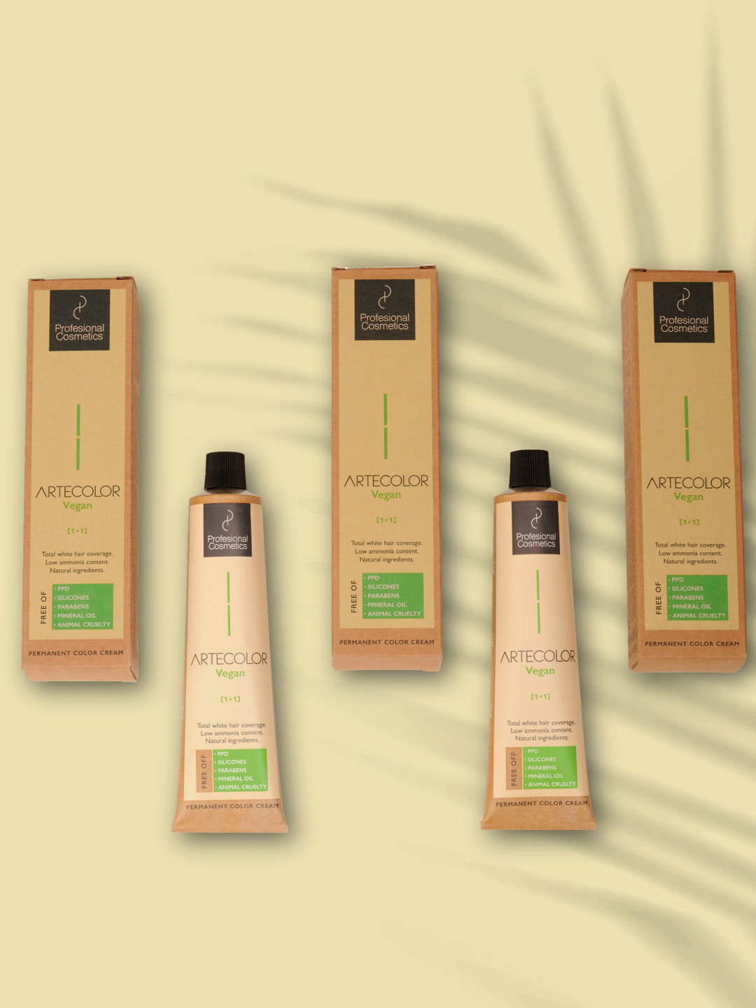 Profesional Cosmetics Pack of 4  Artecolor Vegan Hair Colour Cream - 120 gm