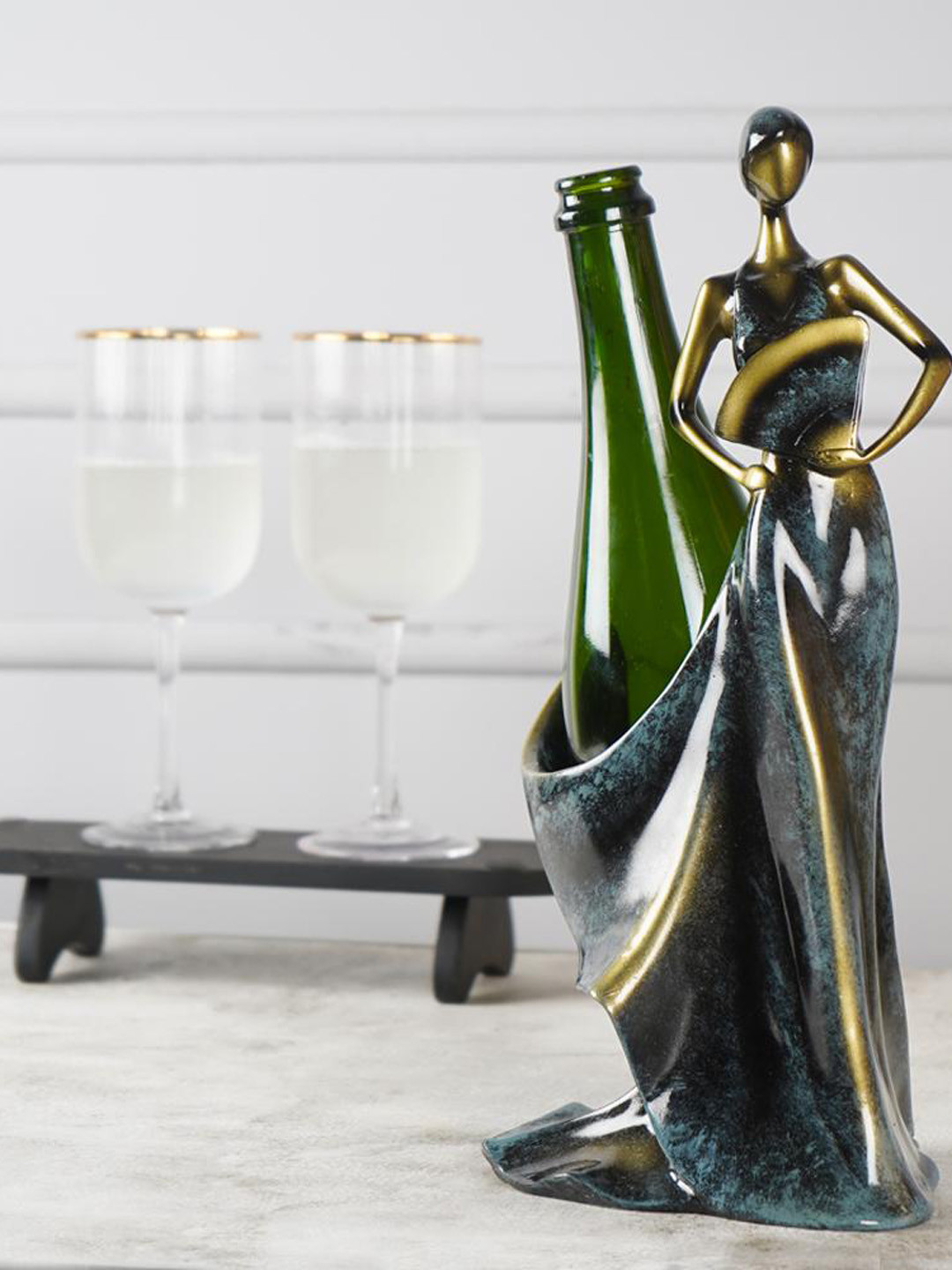THE ARTMENT Green Belle Femme Antique Wine Bottle Holder