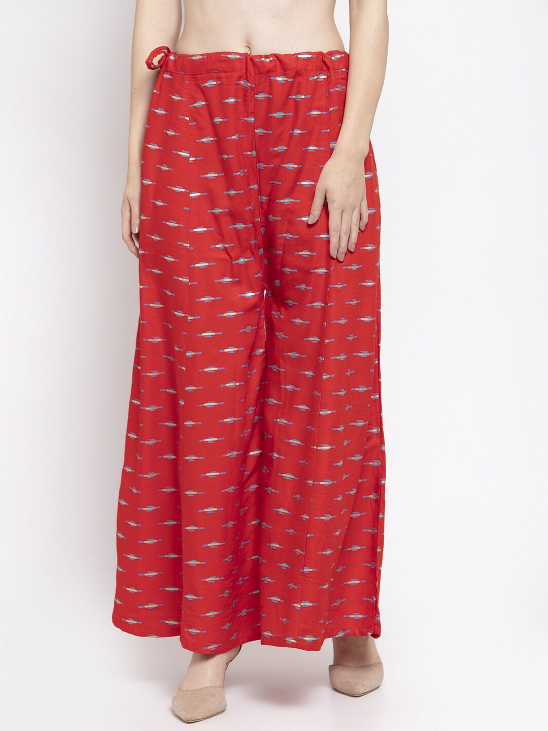 Clora Creation Women Red & Blue Printed Flared Knitted Sharara