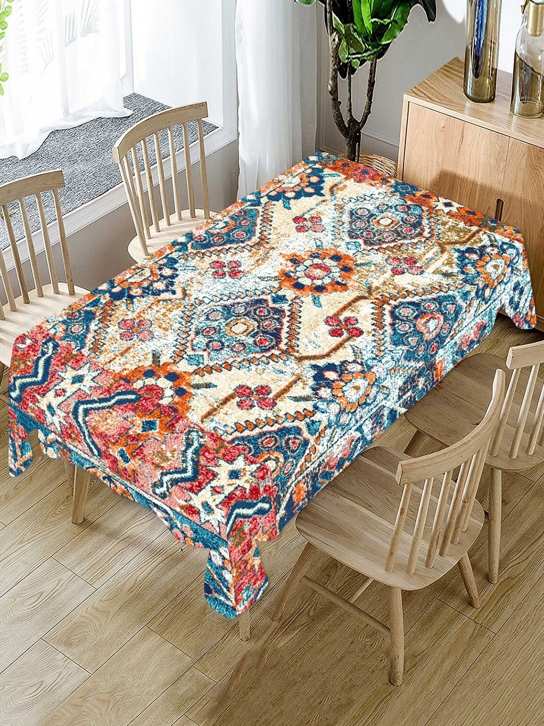 AEROHAVEN Multicoloured Printed Cotton 4-Seater Table Cloth