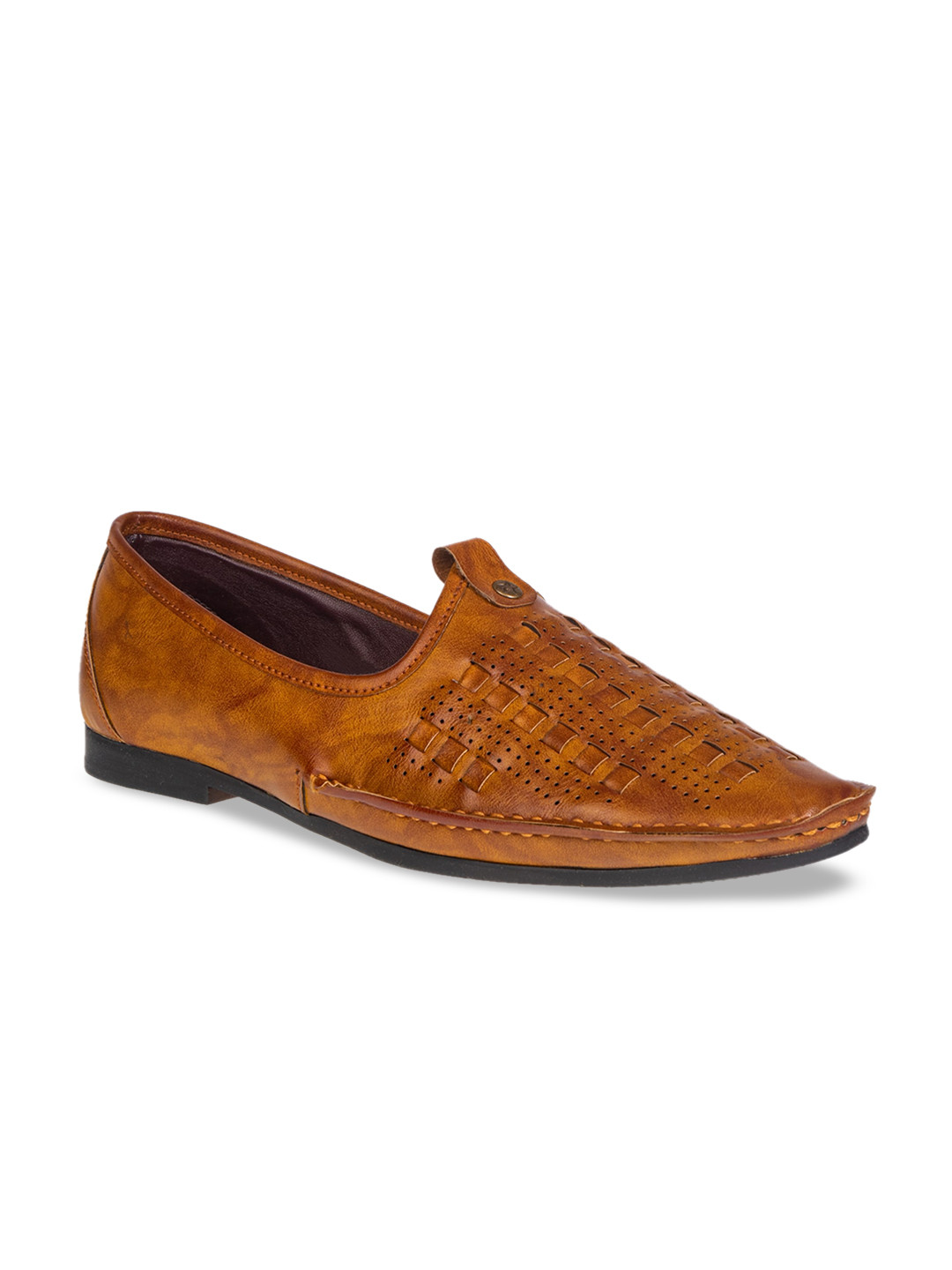 Khadims Men Brown Textured Slip-On Sneakers