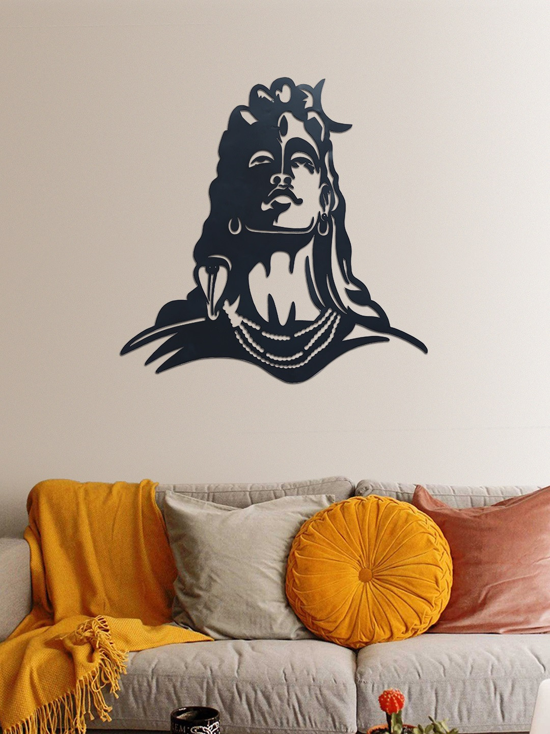 Aapno Rajasthan Shiva Metal Ethnic Motifs Matte Hanging Hall Wall Hangings-28.3In