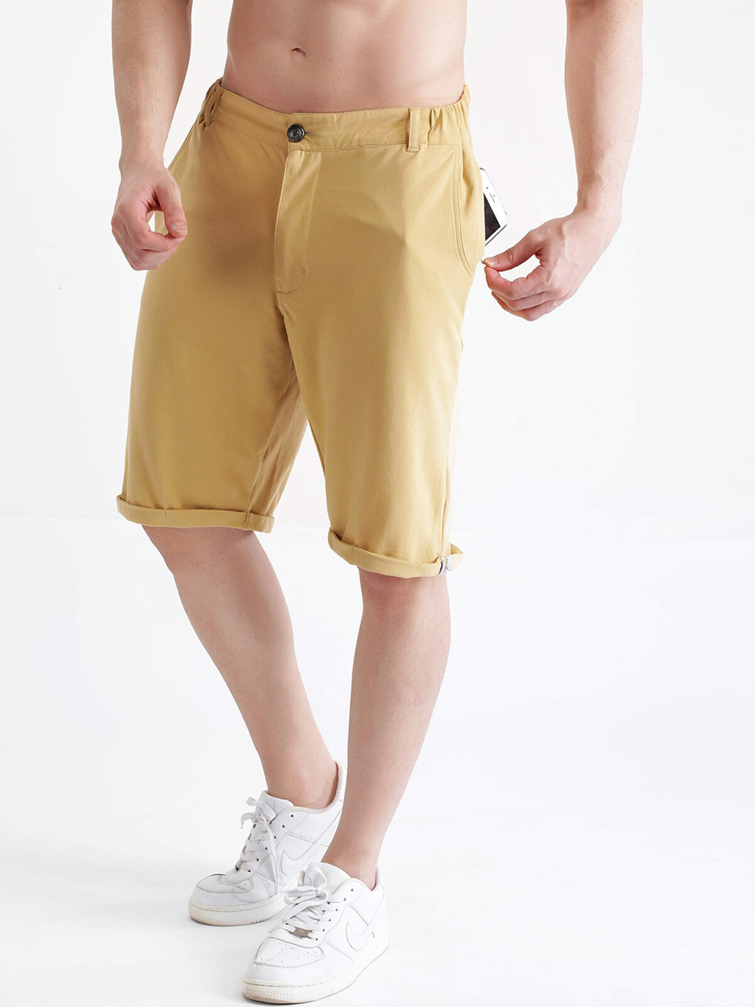 Dream of Glory Inc Men Khaki Pure Cotton Chino Shorts