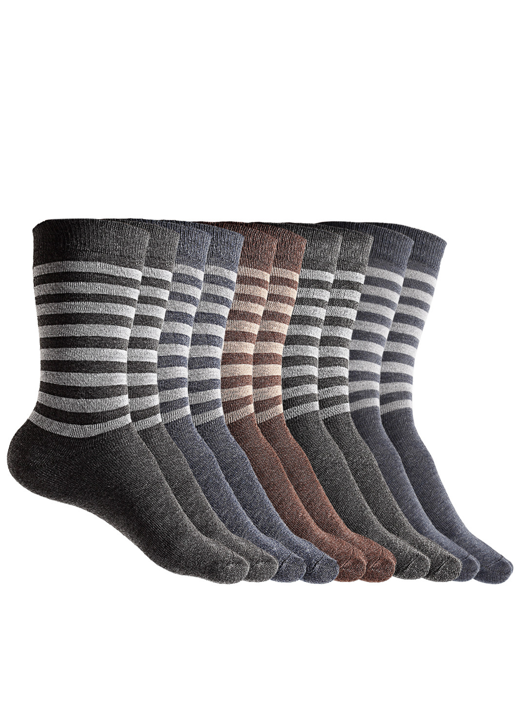 Texlon Men Set of 5 Assorted Calf-Length Socks
