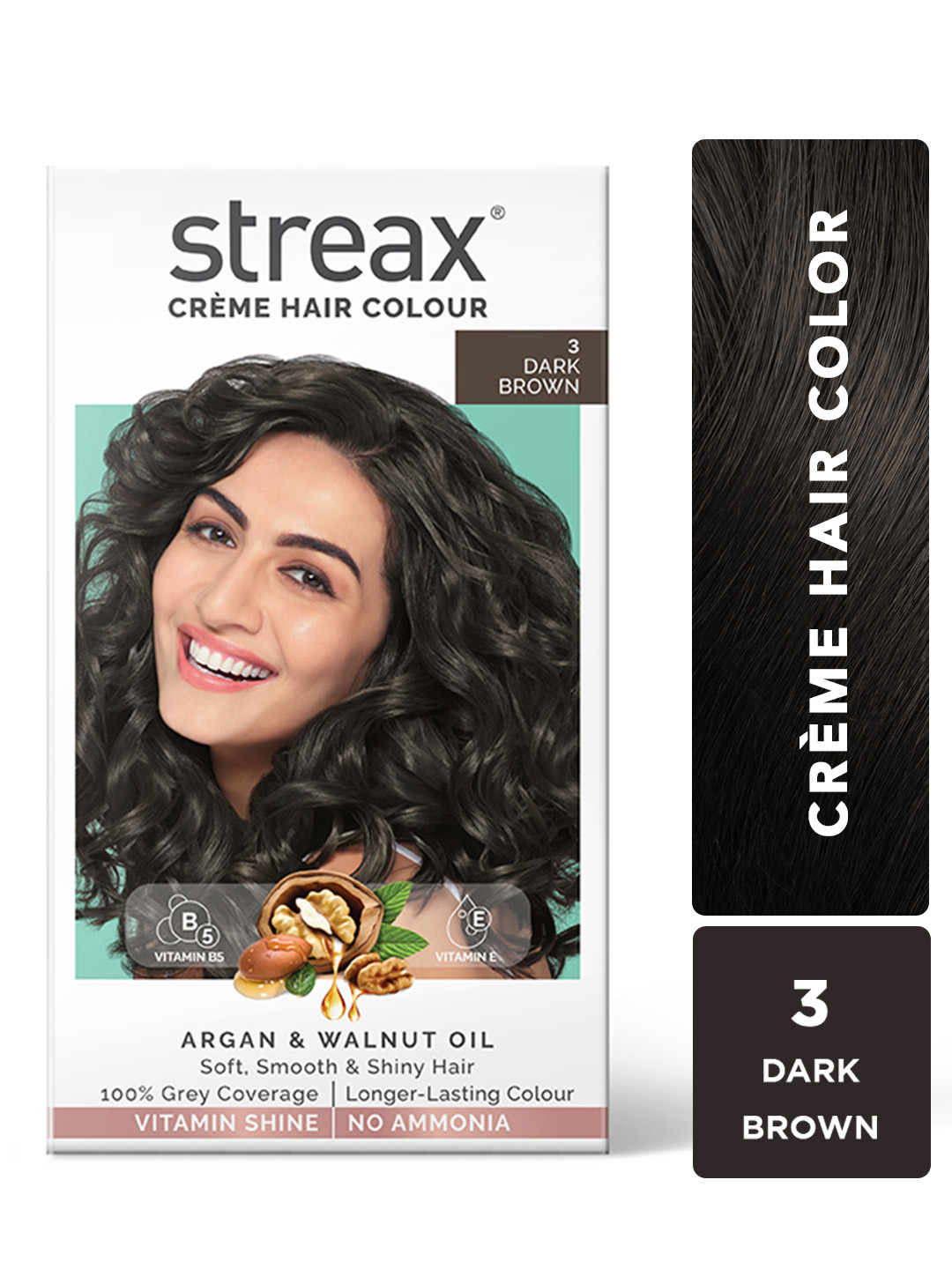 Streax 100% Grey Coverage & No Ammonia Cream Hair Colour 140 ml - Dark Brown