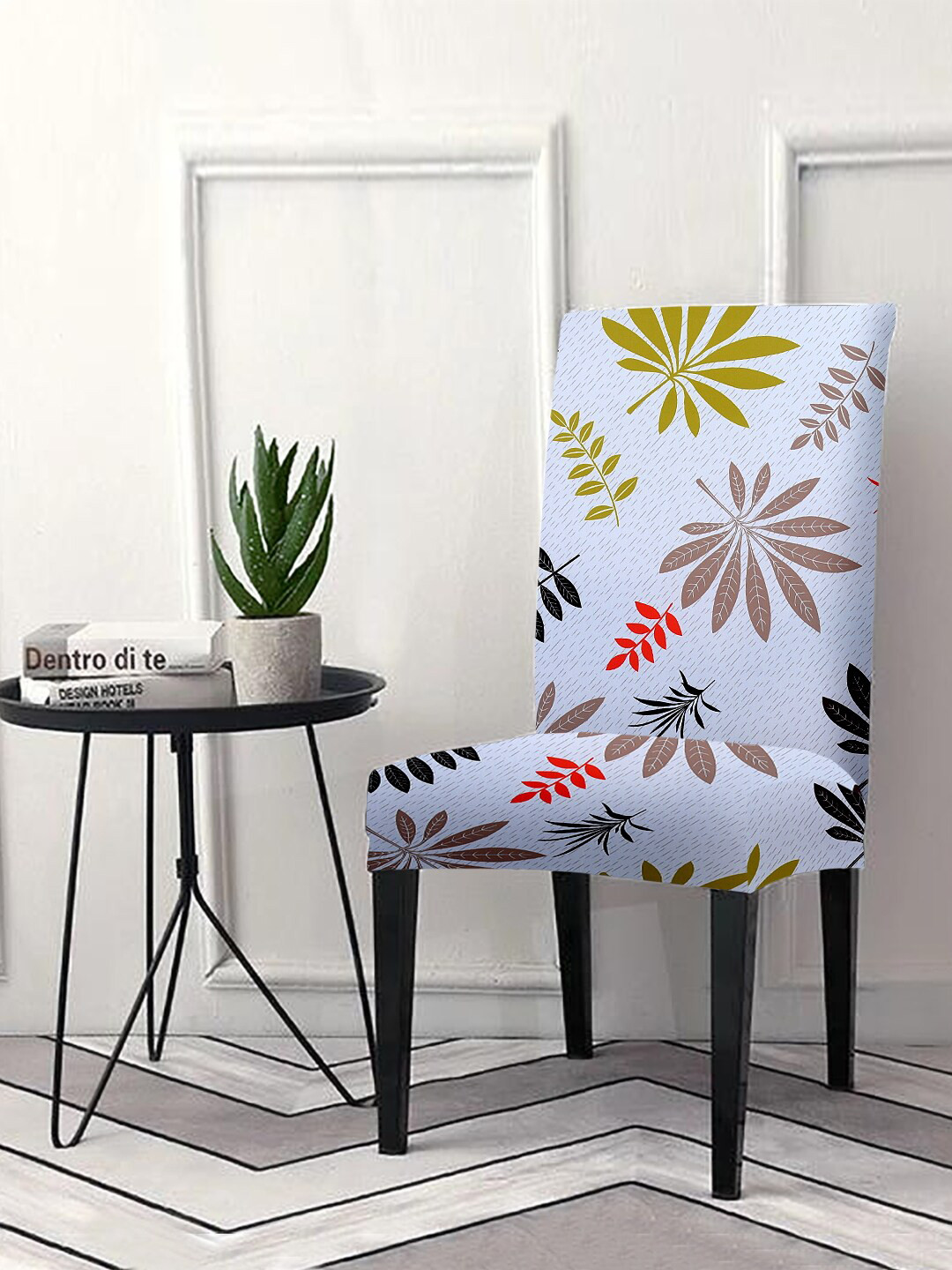 Aura White Printed Chair Cover