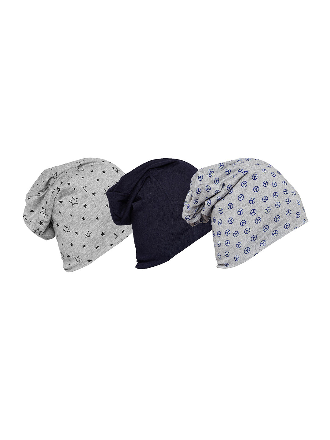 MACK JONNEY Adult Navy Blue & Grey Printed Beanie