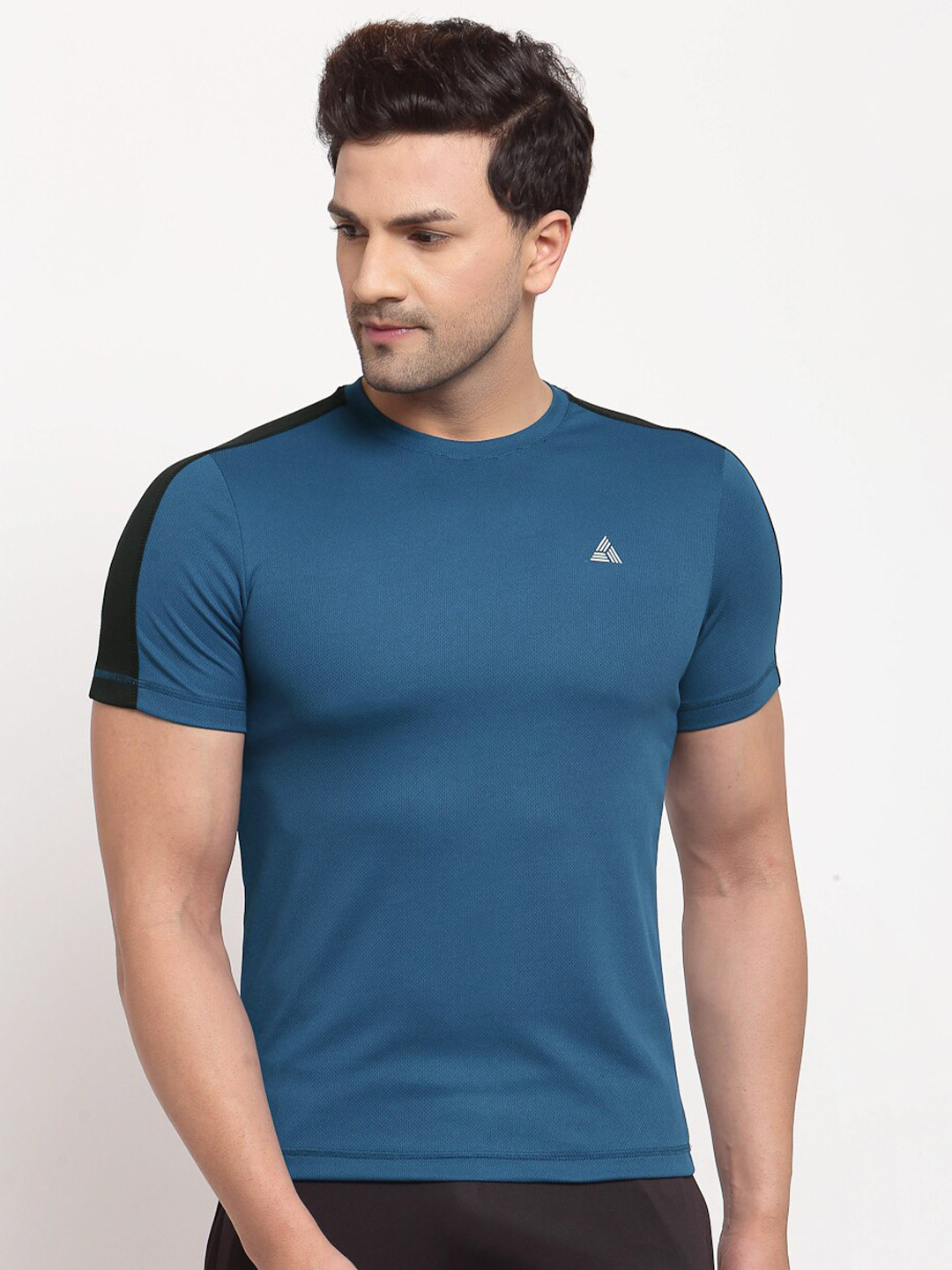 ATHLISIS Men Blue Active Quick Dry Crew Neck T-shirt