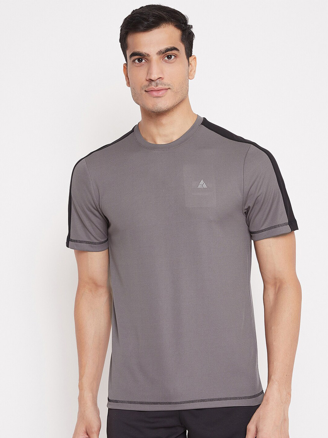 ATHLISIS Men Grey Active Quick Dry Crew Neck T-shirt