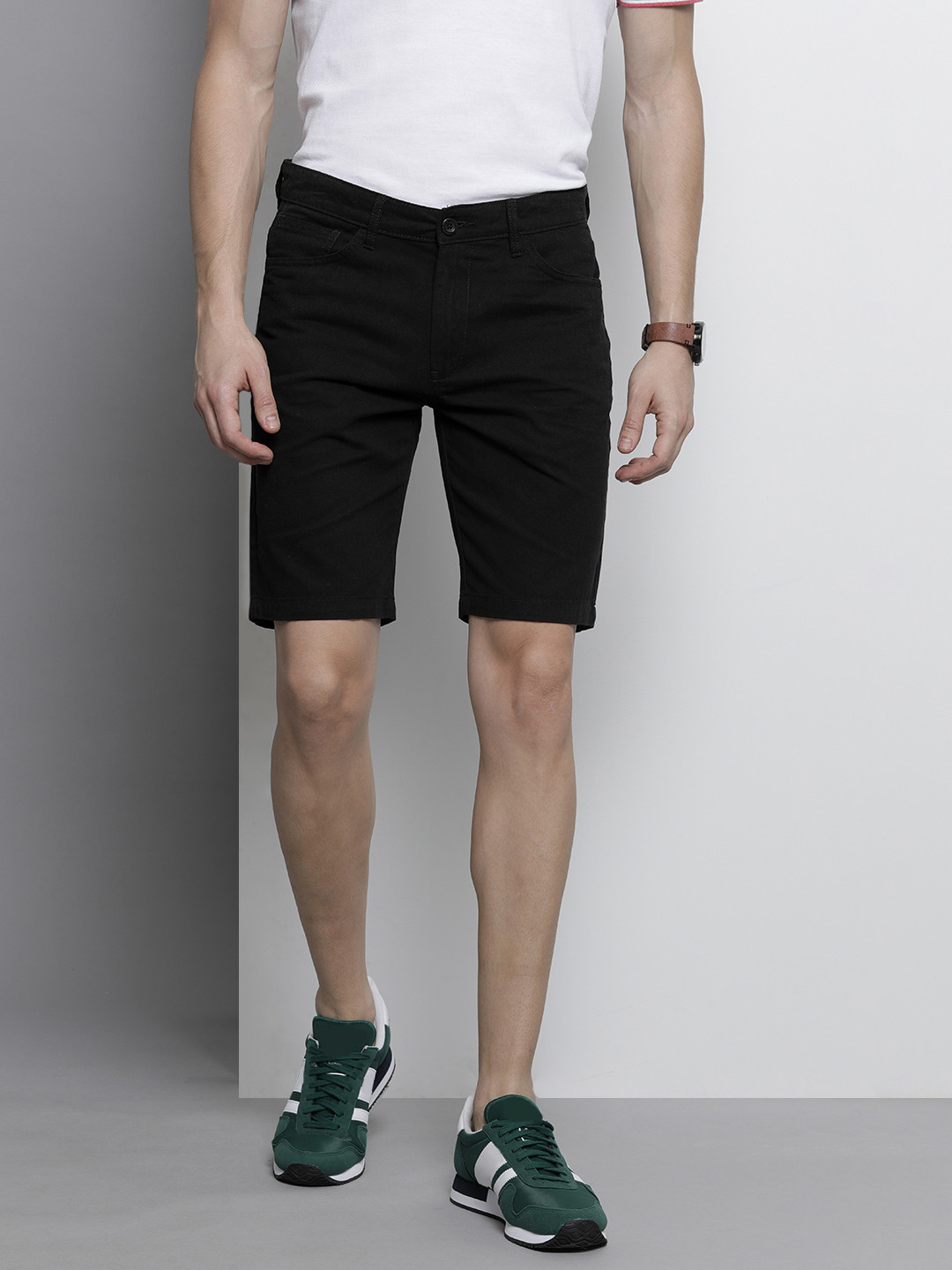 The Indian Garage Co Men Black Slim Fit Chino Shorts