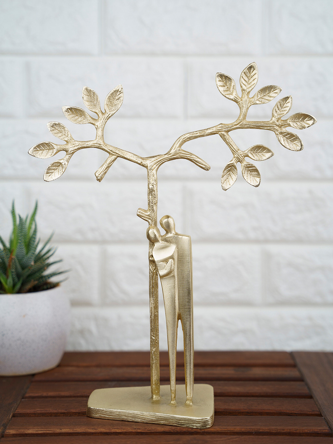Folkstorys The Tree of Life Gold Metal Metallic Living Room Medium Showpiece -