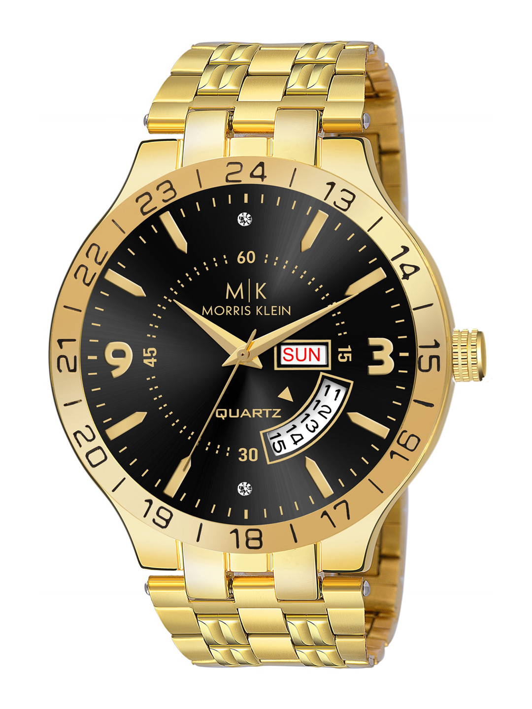 MORRIS KLEIN Men Black Dial & Gold-Plated Bracelet Style Straps Analogue Watch