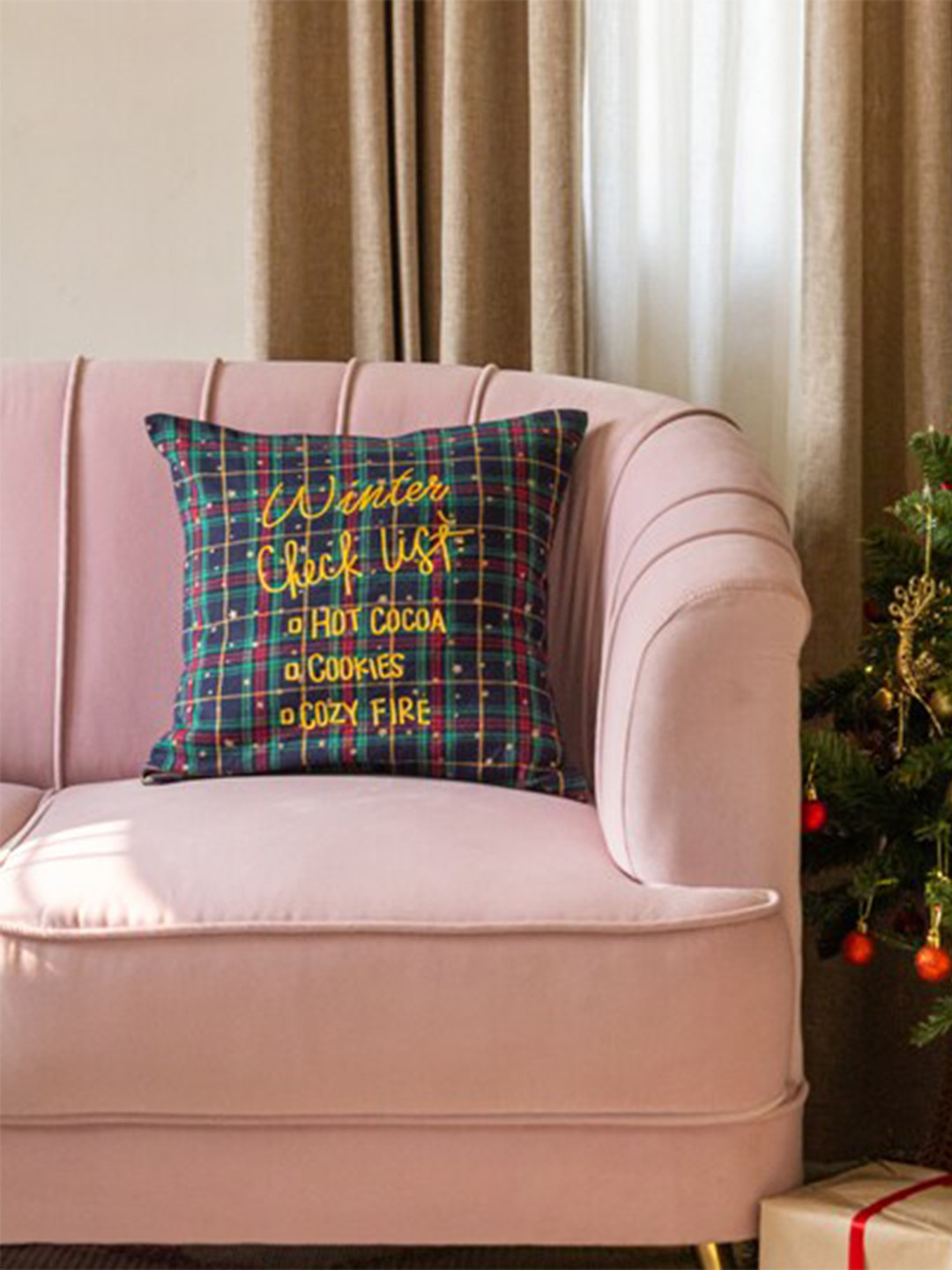 BandBox Blue & Green Checked Square Cushion Covers
