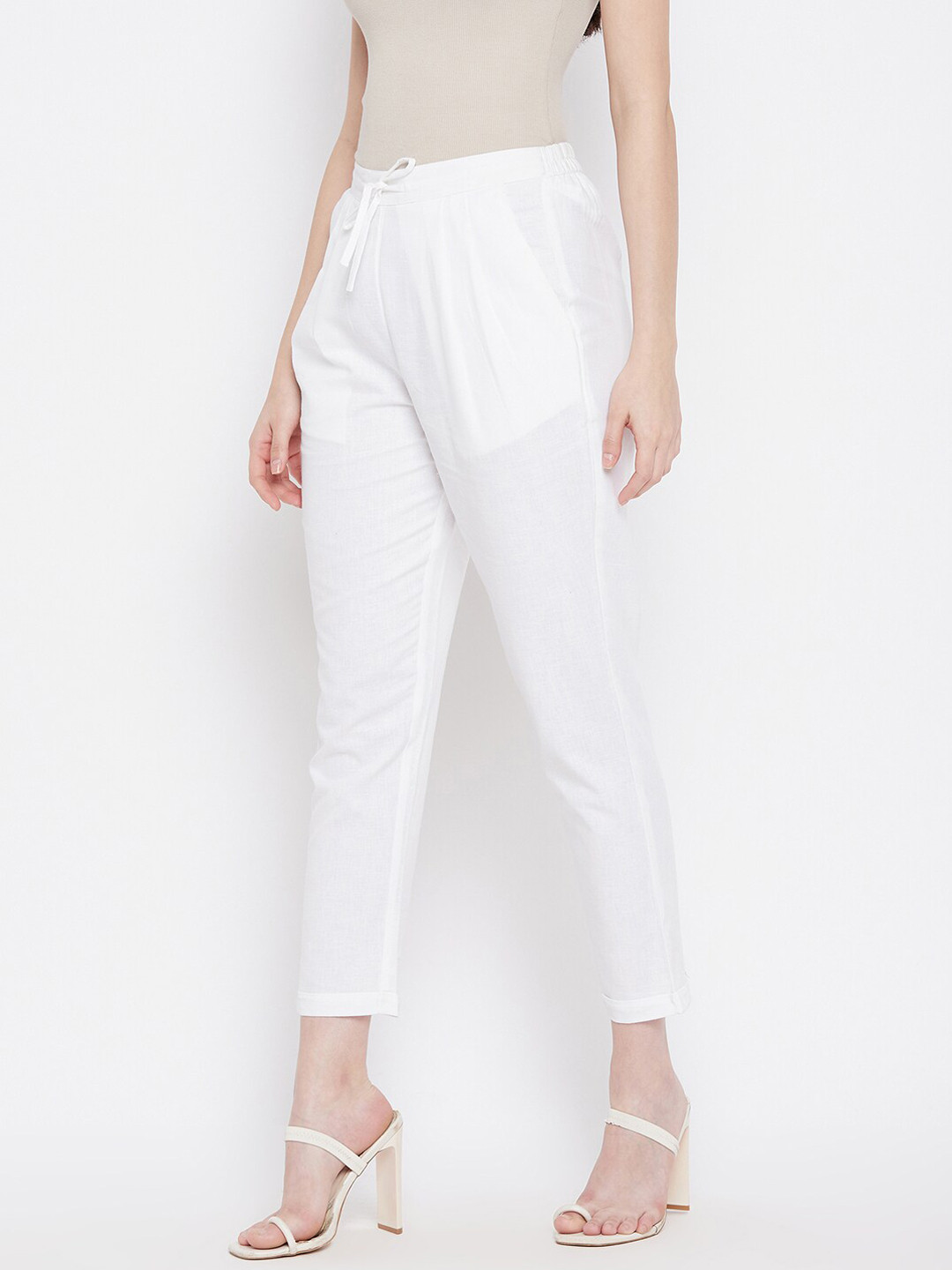 WineRed Women White Trousers