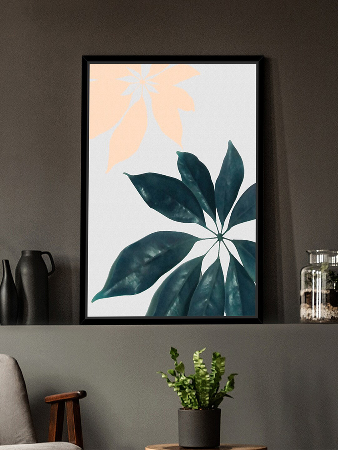 Art Street Black Floral Theme Painted Canvas Wall Art