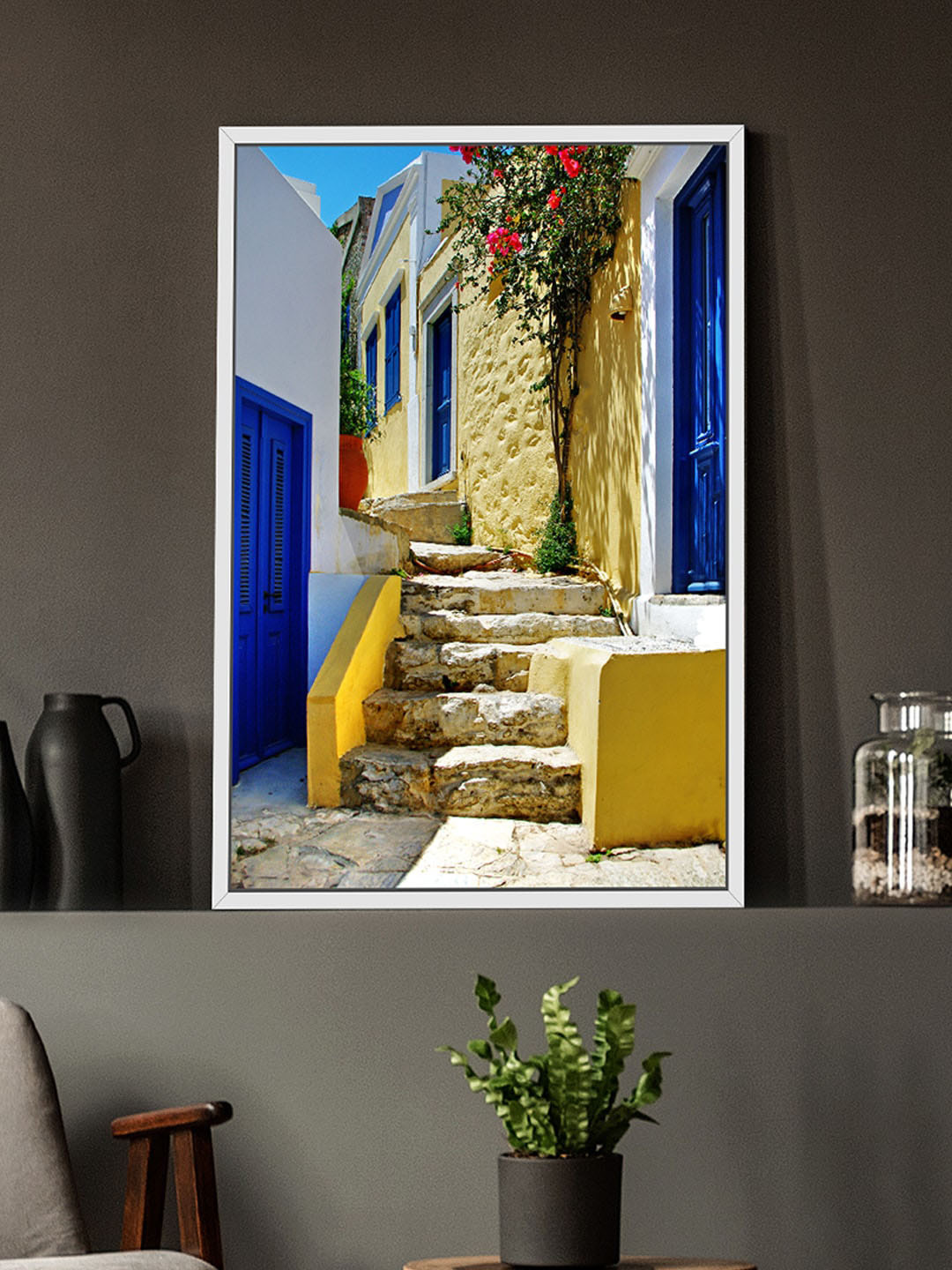 Art Street Blue & Yellow Abstract Painting Canvas Wall Art