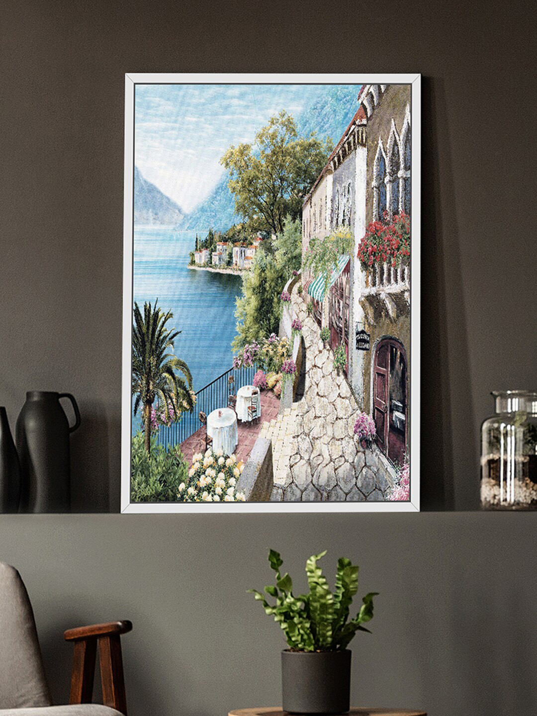 Art Street White & Blue Canvas Painting Wall Art