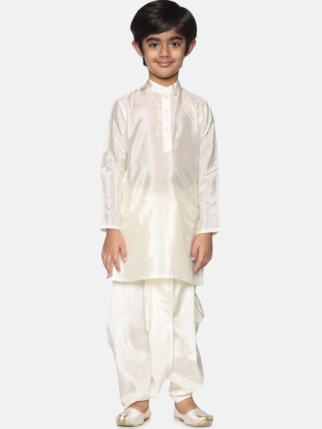 Sethukrishna Boys Cream-Coloured Kurta with Dhoti Pants