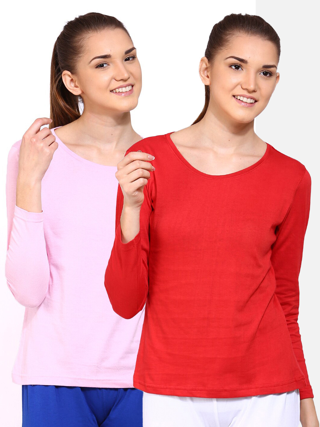 appulse Women Pink & Red Pack of 2 T-shirt