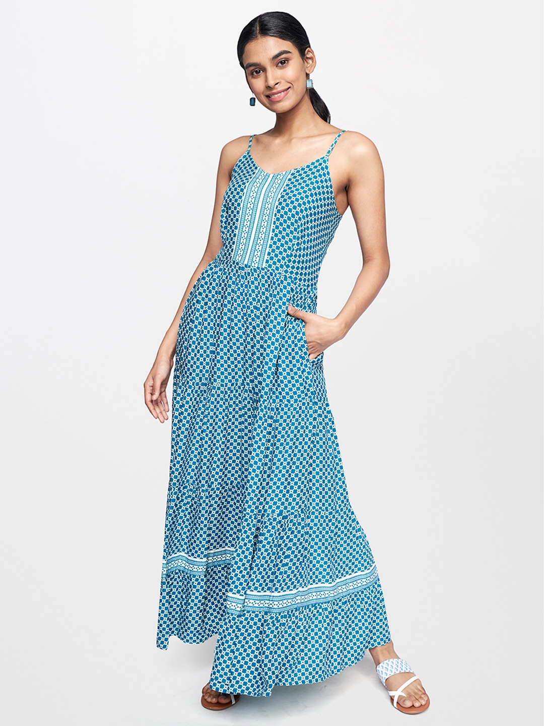 Global desi shop blue maxi dress