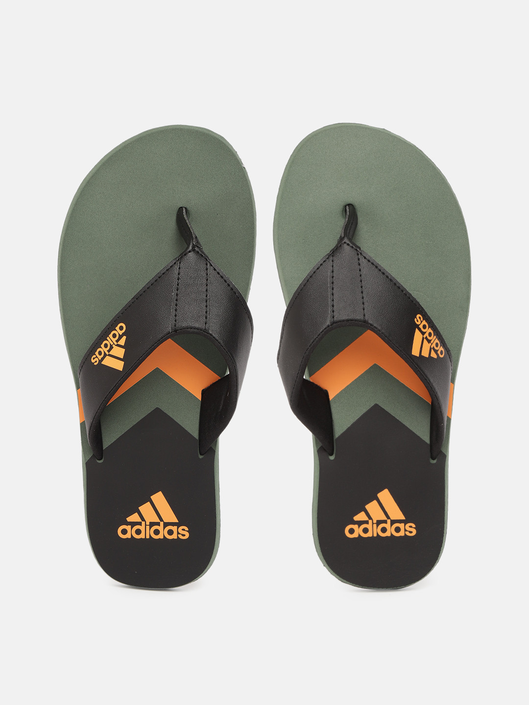 ADIDAS Men Black & Green Printed Eezay 2019 Thong Flip-Flops