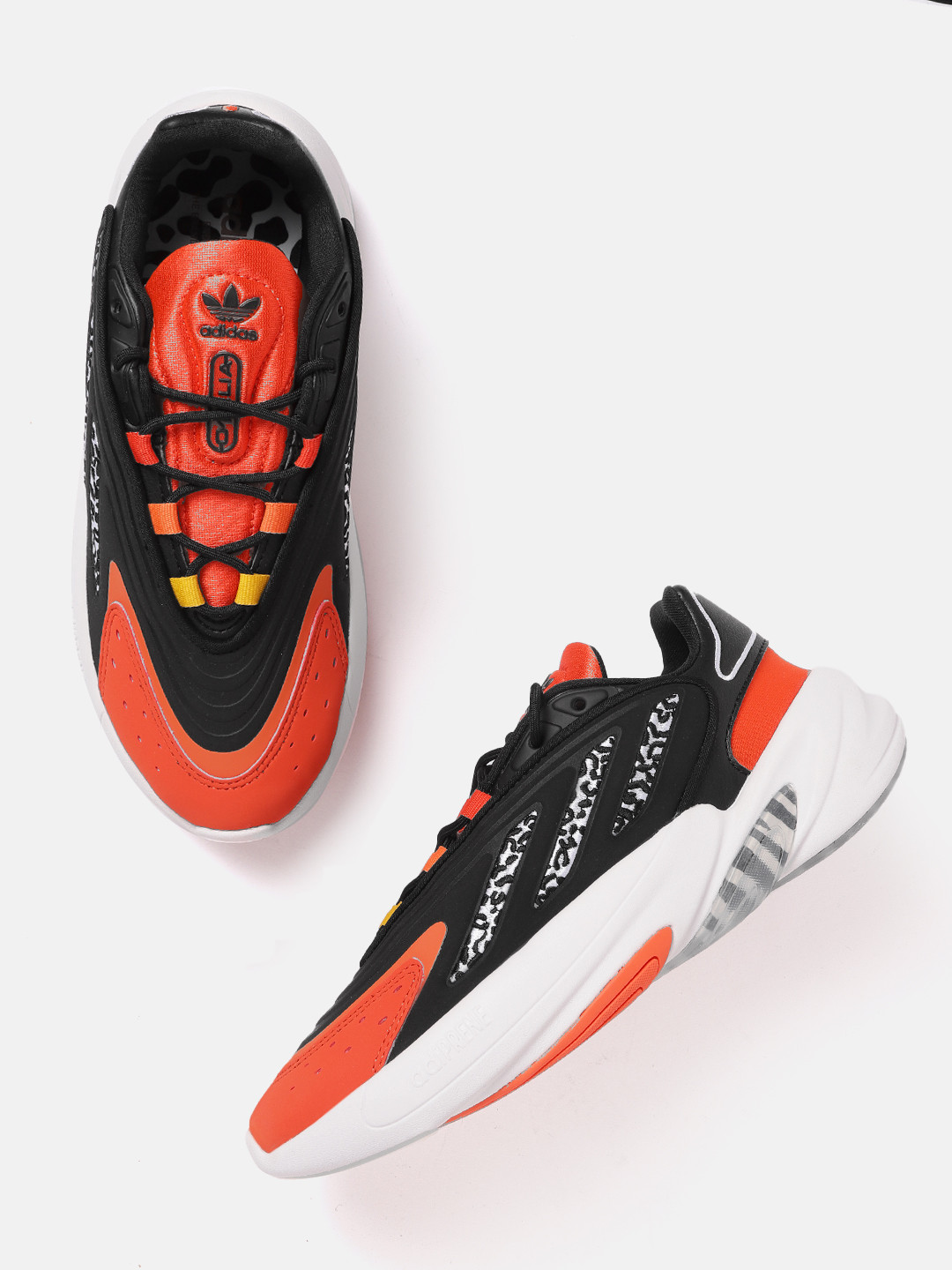 ADIDAS Originals Women Black & Orange Colourblocked Ozelia Sneakers