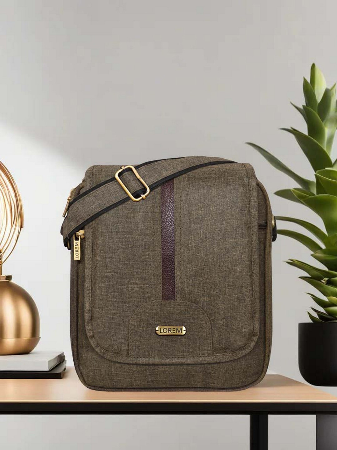 LOREM Khaki Structured Sling Bag