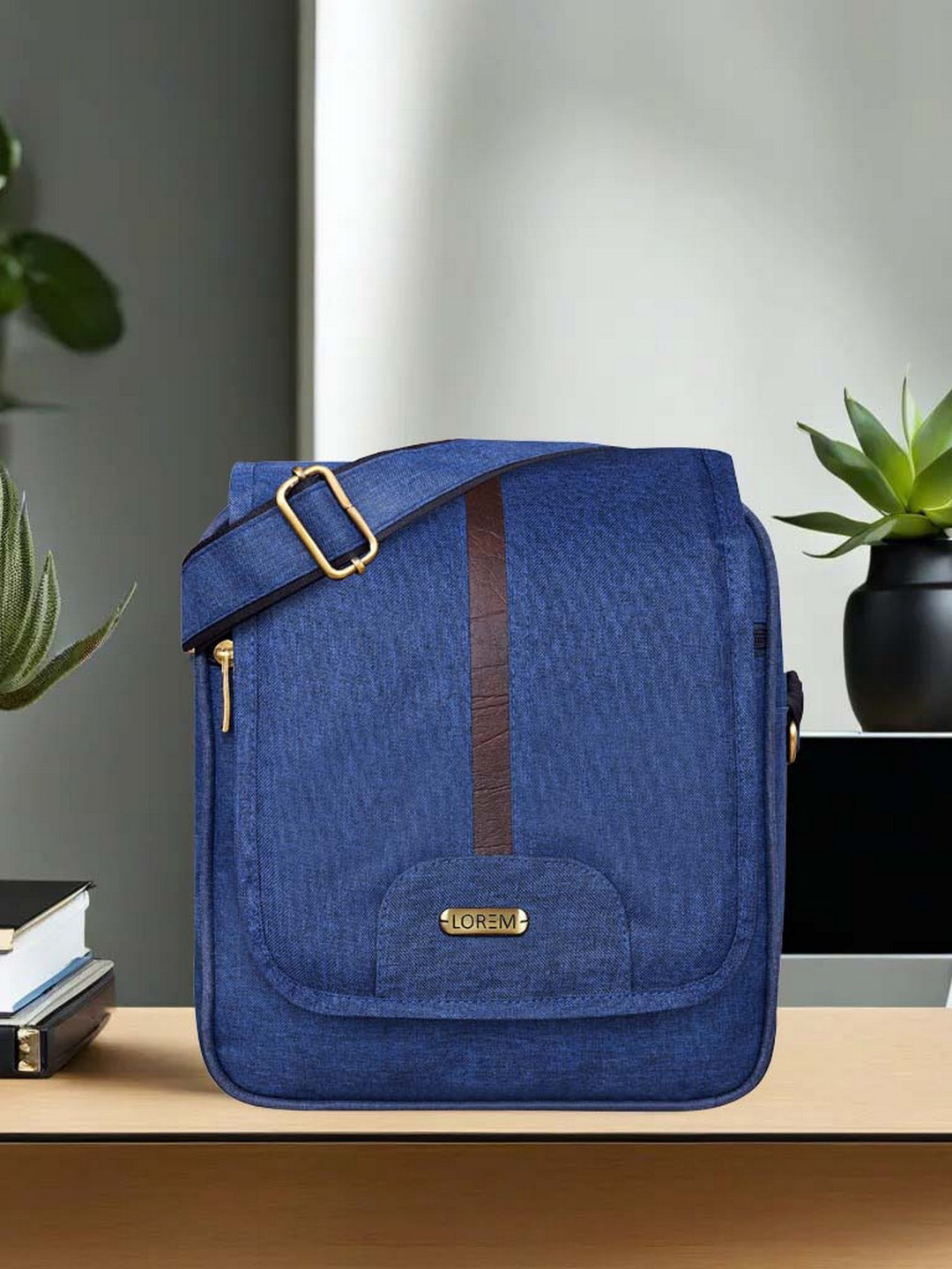 LOREM Blue Structured Sling Bag
