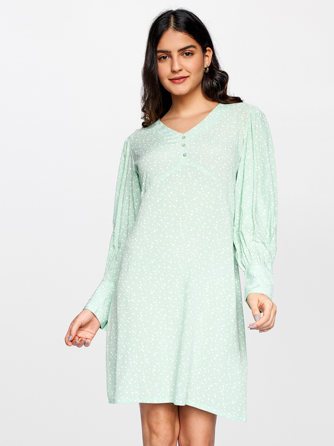 AND Women Green Printed A-Line Dress