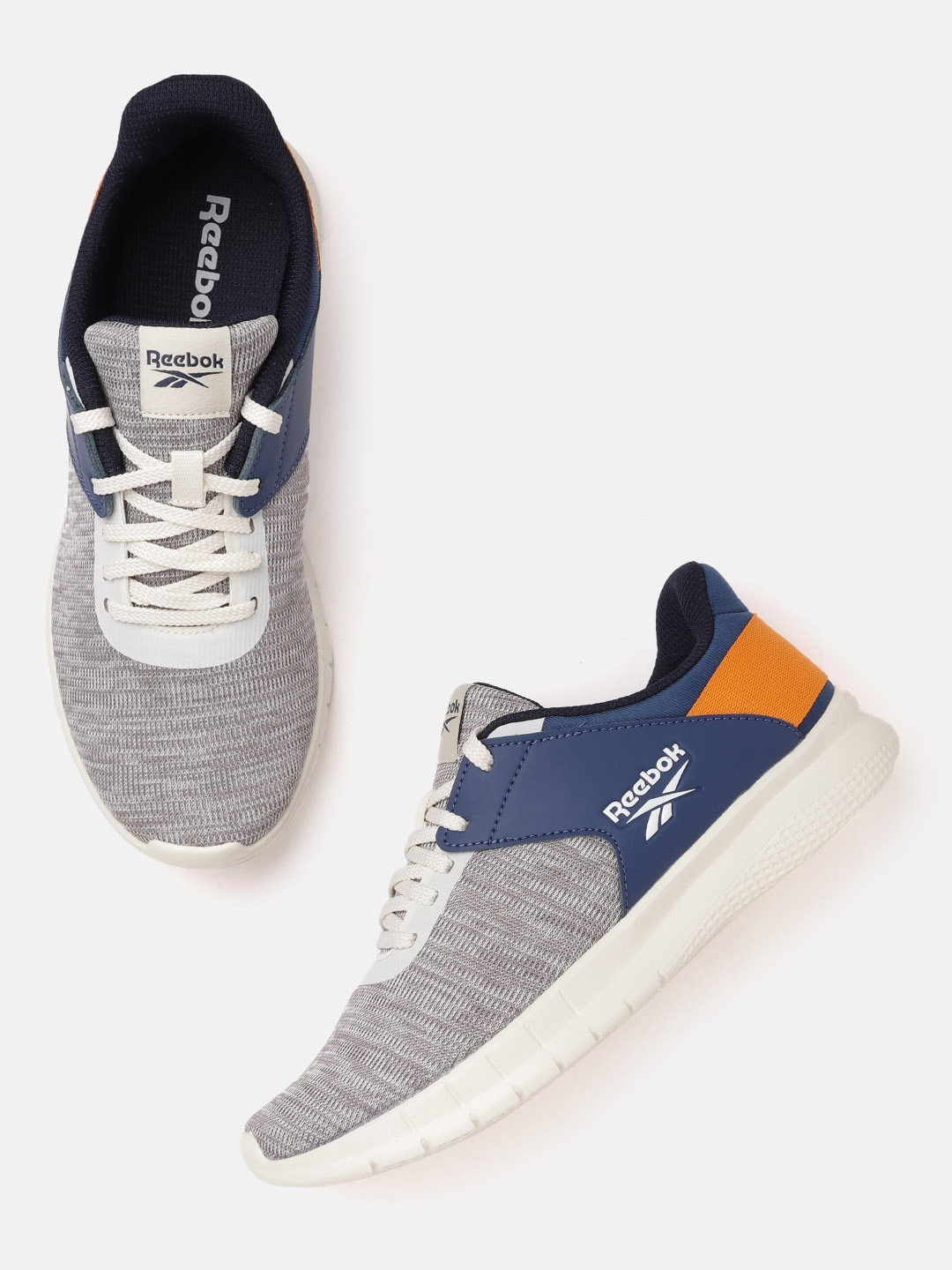 Reebok Men Grey Melange & Navy Blue Genesis Running Shoes