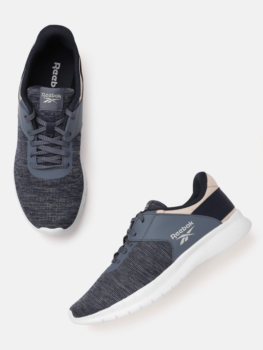 Reebok Men Navy Blue & Charcoal Grey Melange Effect Genesis Running Shoes