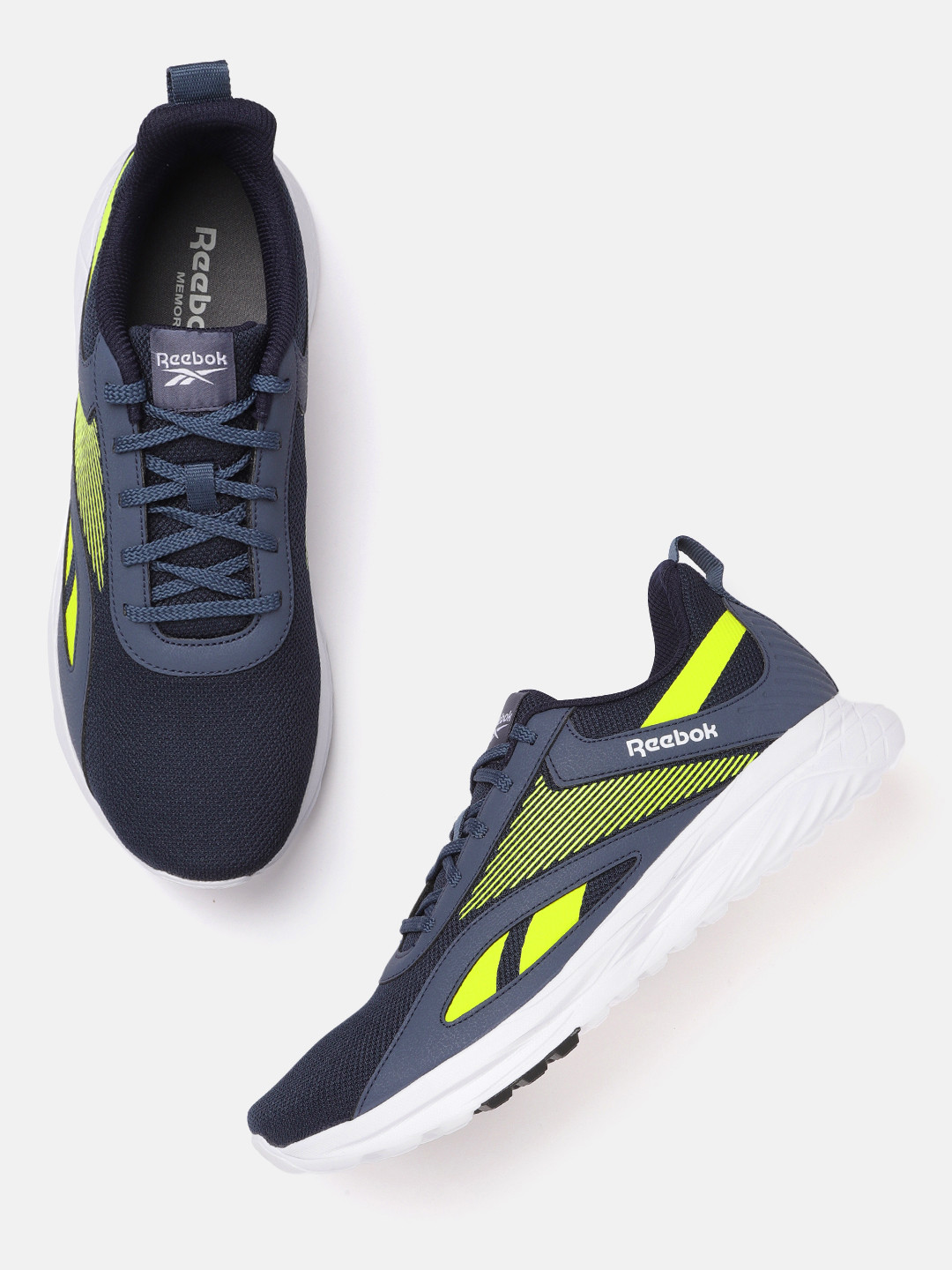 Reebok Men Navy Blue Woven Design Conclave Runner Shoes