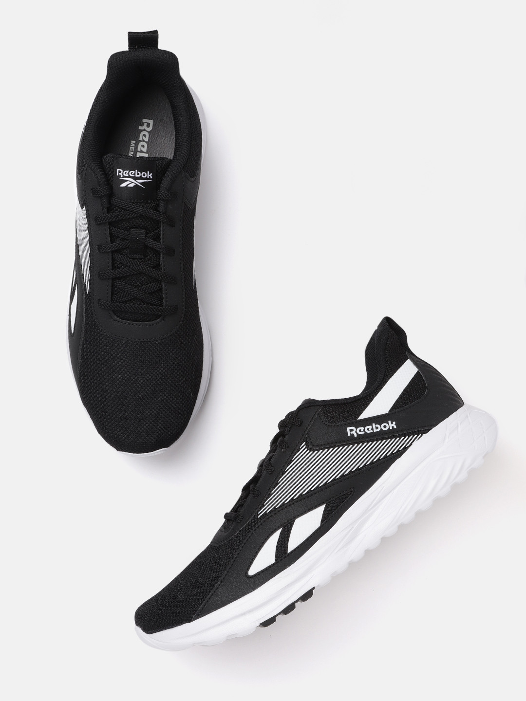 Reebok Men Black & White Woven Design Conclave Running Shoes