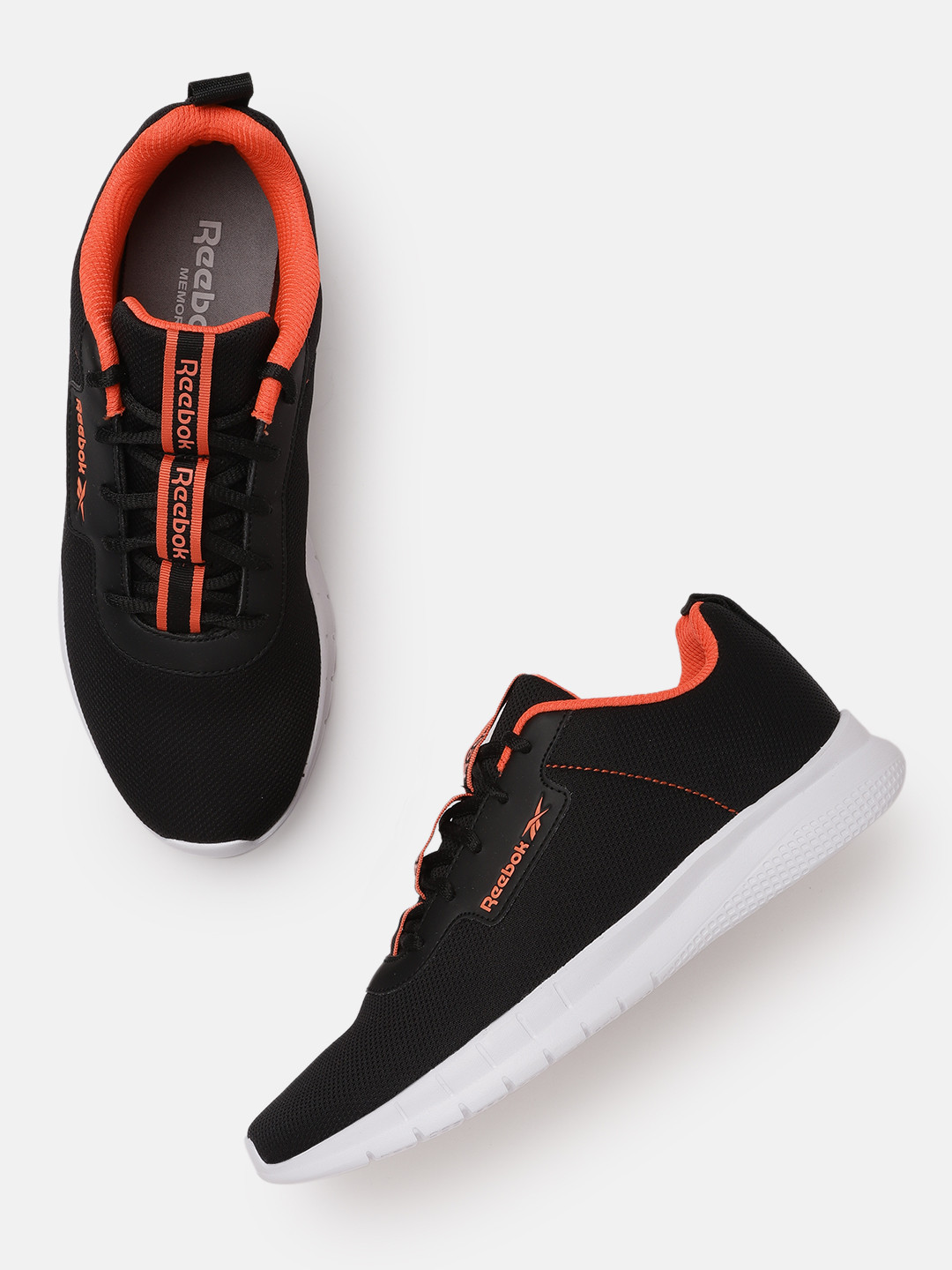 Reebok Men Black Woven Design Stride  Walking Shoes