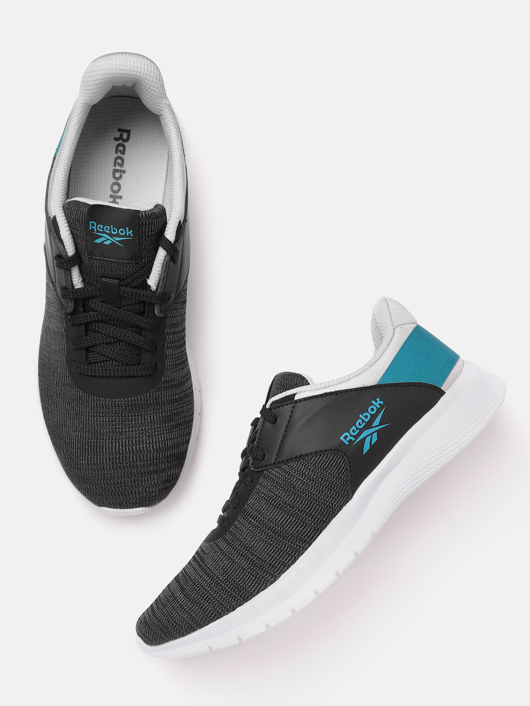 Reebok Men Charcoal Grey & Black Design Genesis Running Shoes