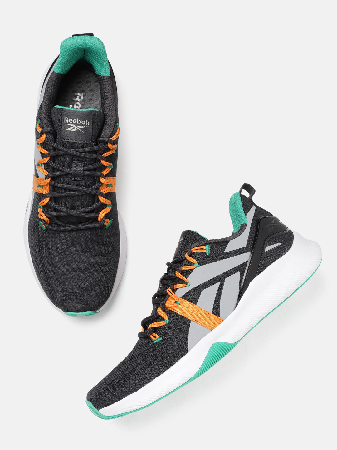 Reebok Men Black & Grey Epsilon Woven Design Running Shoes