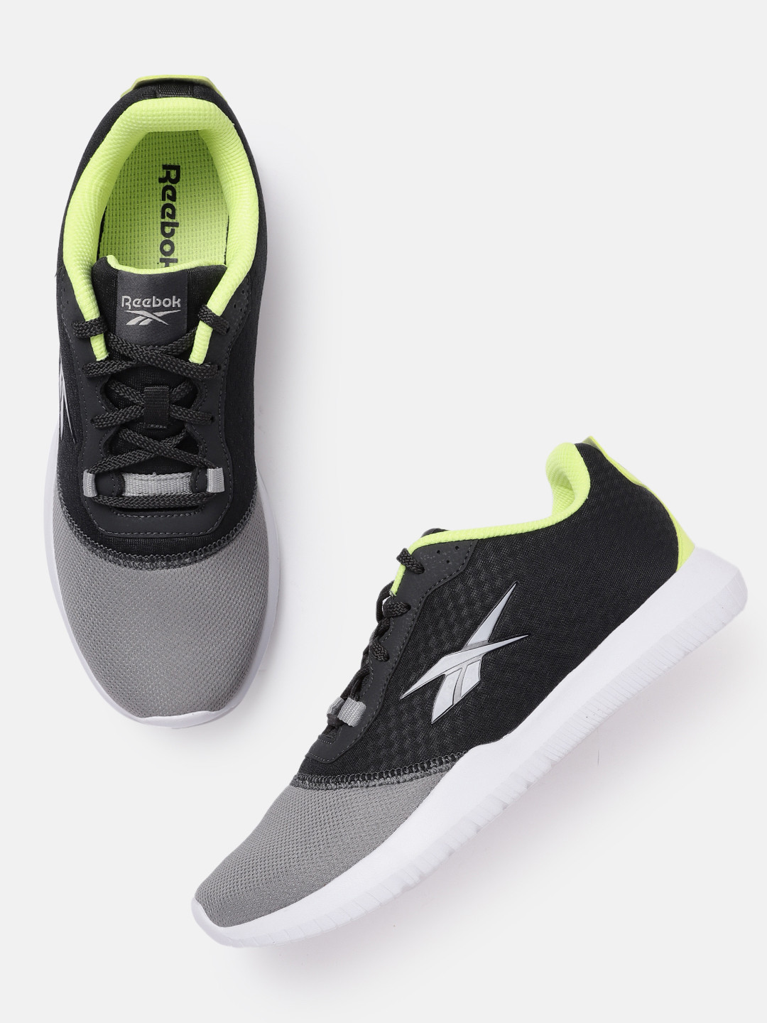 Reebok Men Black & Grey Woven Design Edgility Runner Shoes