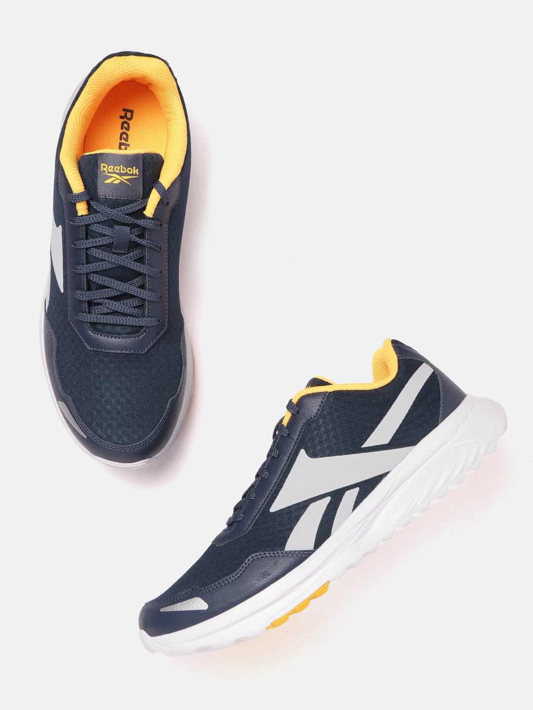 Reebok Men Navy Blue Woven Design South Ferry Running Shoes