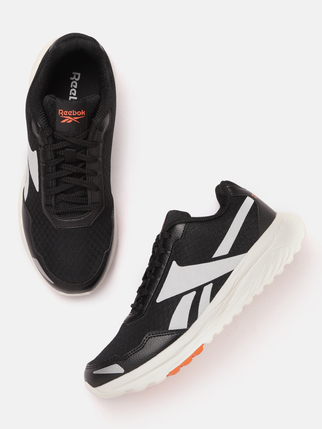 Reebok Men Black & White Woven Design South Ferry Running Shoes