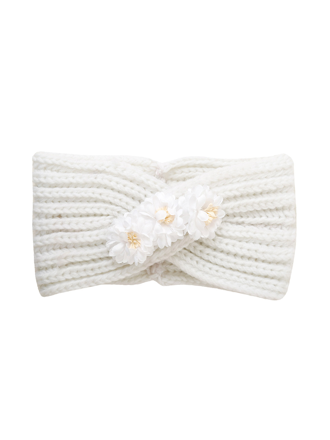 FabSeasons Women White self design Soft Knitted Headband