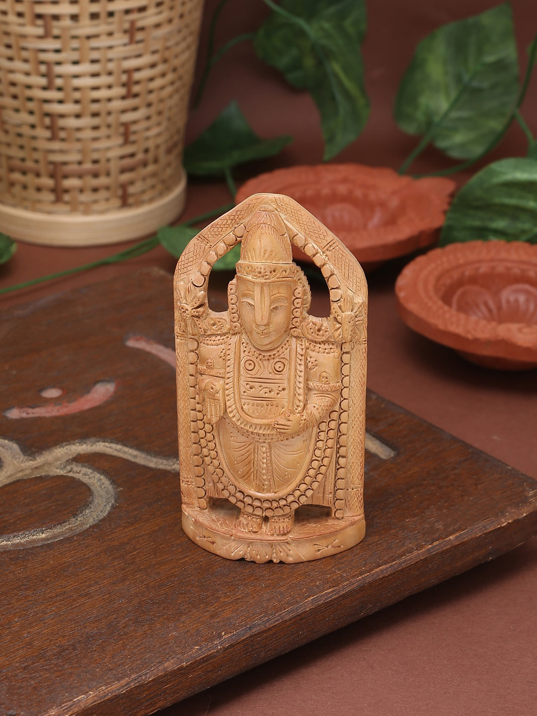 RDK Beige Lord Sri Venkateshwara Handcrafted Sandalwood Showpiece