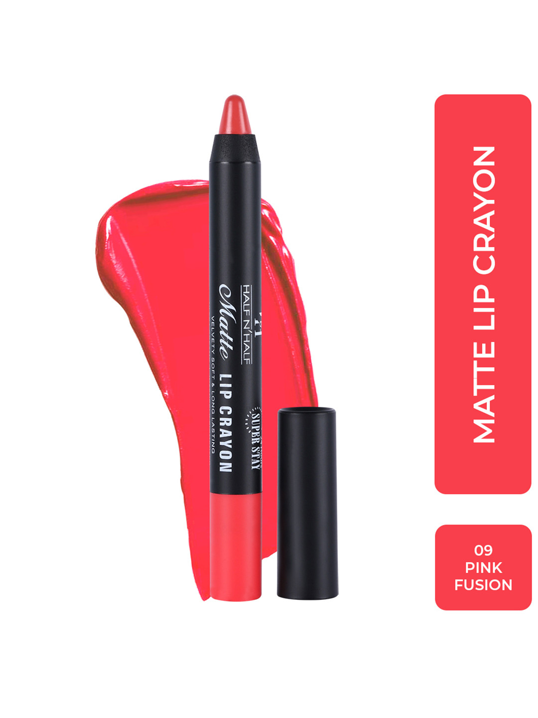 Half N Half Matte Velvet Soft 24h Super Stay Lip Crayon - 09 Pink Fusion