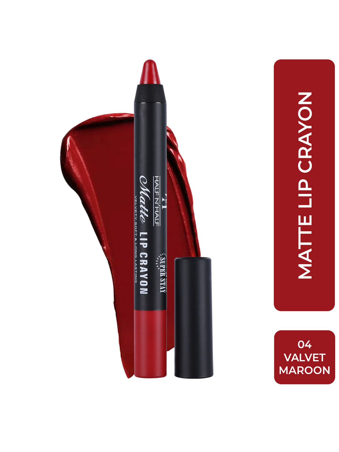 Half N Half Matte Lip Crayon - Velvet Maroon