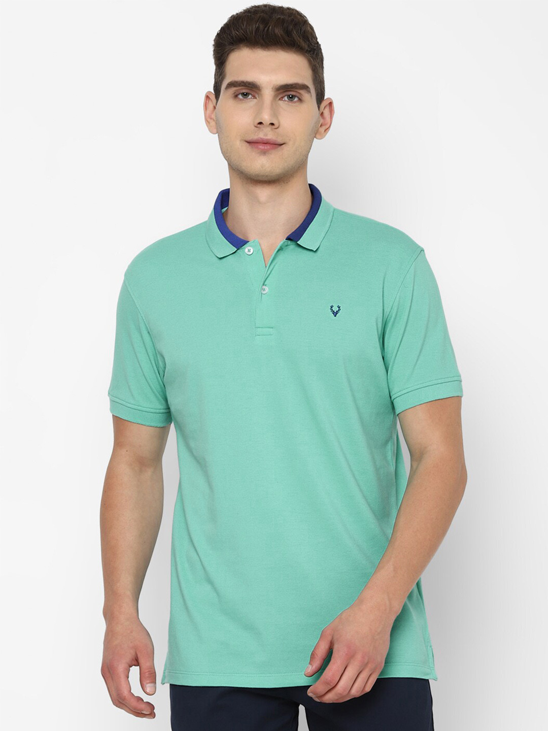 Allen Solly Men Turquoise Blue Polo Collar T-shirt