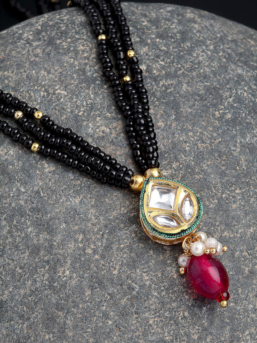 DUGRISTYLE Gold-Toned & Black Copper Necklace