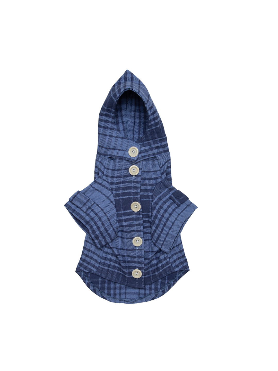 Lulala Blue Checked Cotton Dog Hooded Jacket